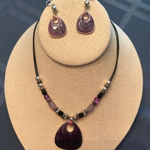 Purple necklace and earring set